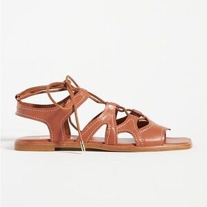 Silent D for Anthropologie NIB Gladiator Satelli Tie-Up Sandals Pecan Size 37